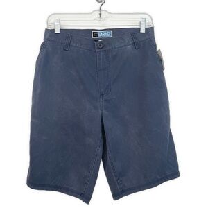 Garage - Men's Navy Flat Front Distressed Shorts- 29